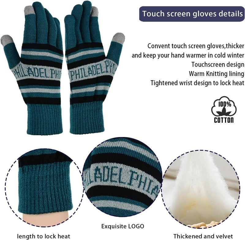 mtstaowe Vintage Classic Skull Cap Beanie Hat Cuffed Winter Hat Knit Comes with Warm Gloves Gifts for Men Women Fans - Image 3